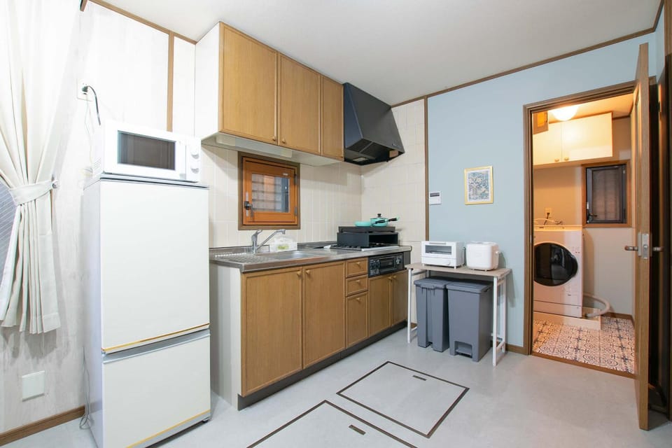Kitchen or kitchenette, stove