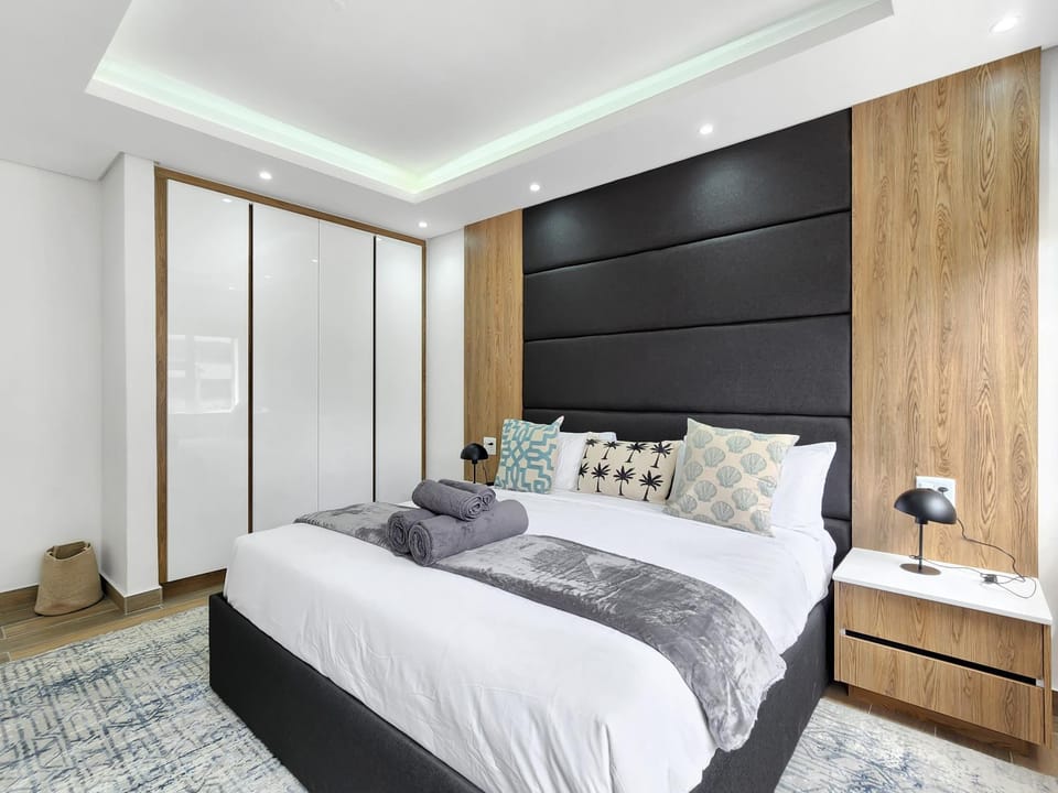Bed, wardrobe