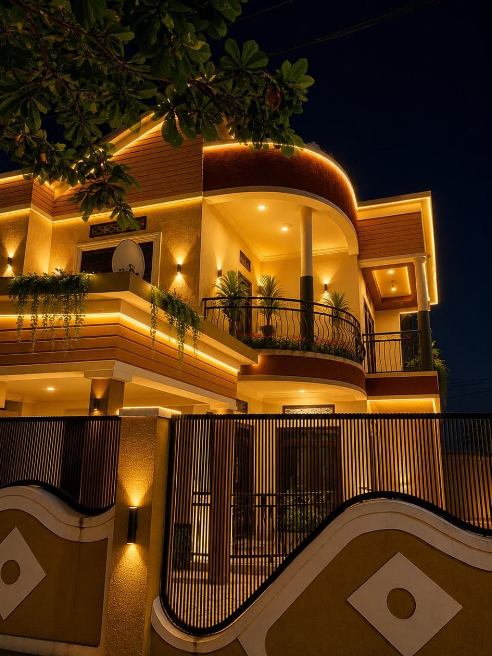 Property building, Patio, Night, View (from property/room), Balcony/Terrace