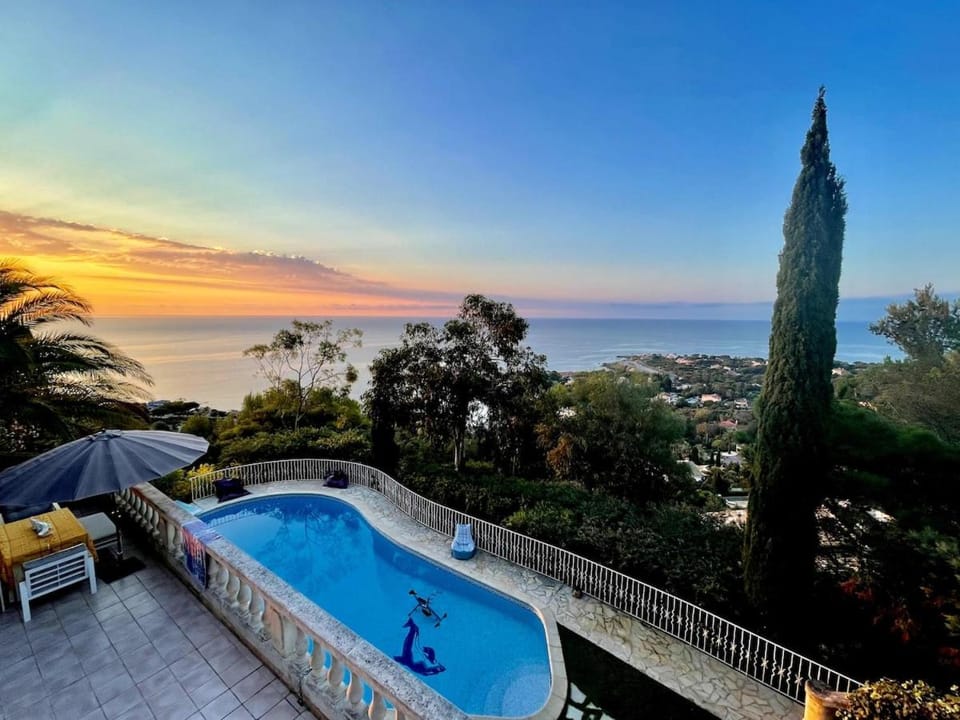 Pool view, Sea view, Swimming pool, Sunset