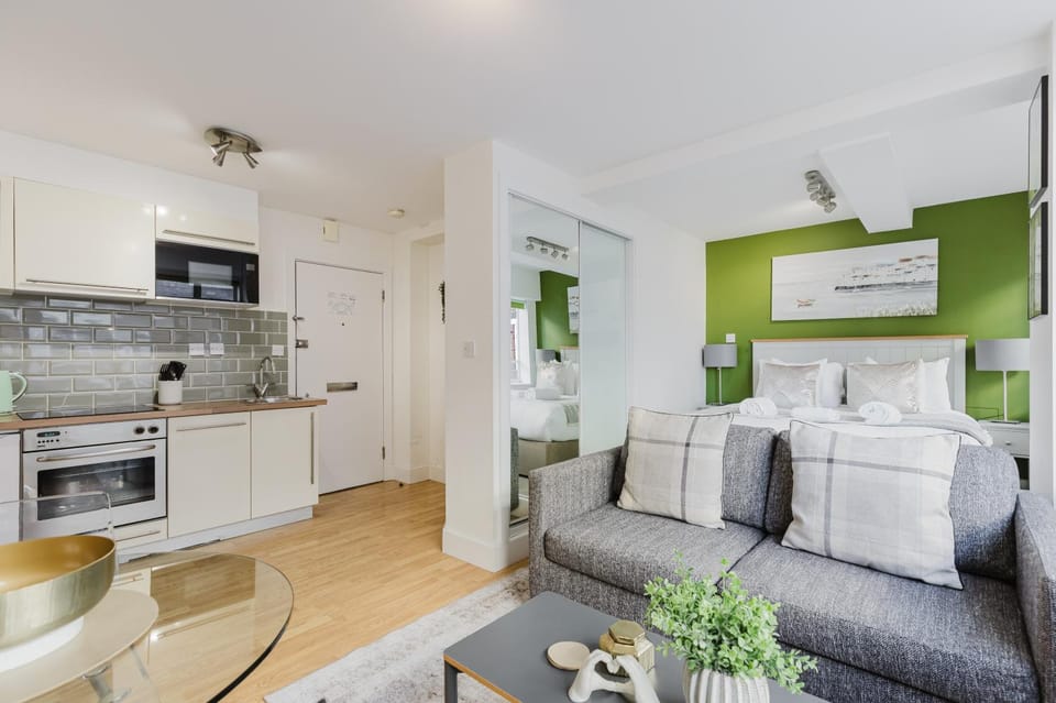 Kitchen or kitchenette, Living room, Seating area, Dining area, oven, stove, toaster