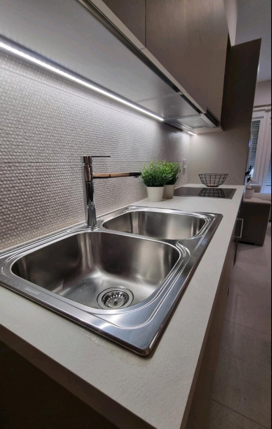 Kitchen or kitchenette, stove