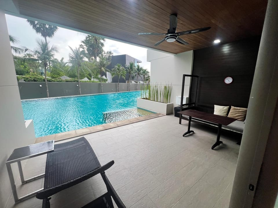 Patio, Balcony/Terrace, Pool view, Swimming pool, sunbed
