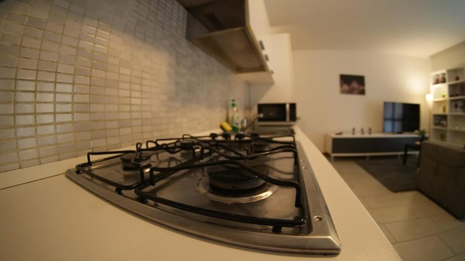 Kitchen or kitchenette, stove