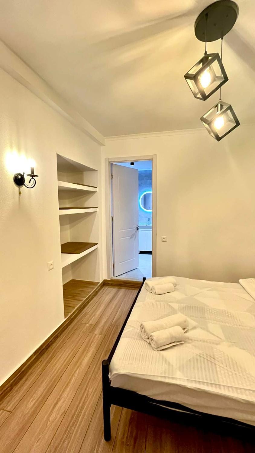 Bed, Photo of the whole room, Bedroom, towels, wardrobe