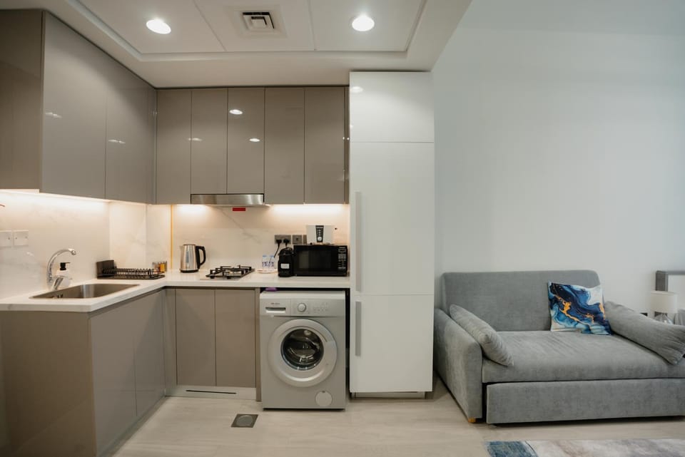 Kitchen or kitchenette, dishwasher, washing machine