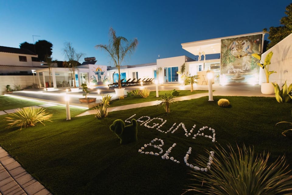 Property building, Night, Garden, Garden view