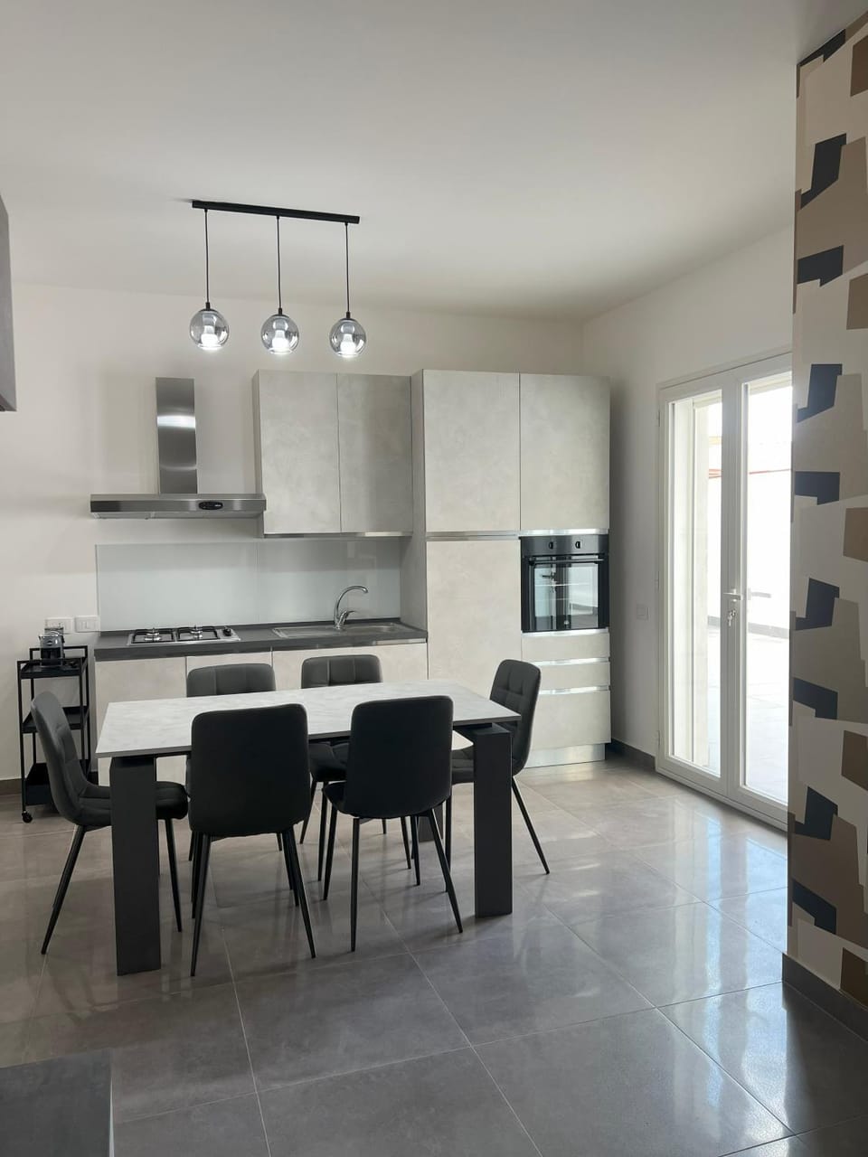 Dining area, oven, stove, kitchen