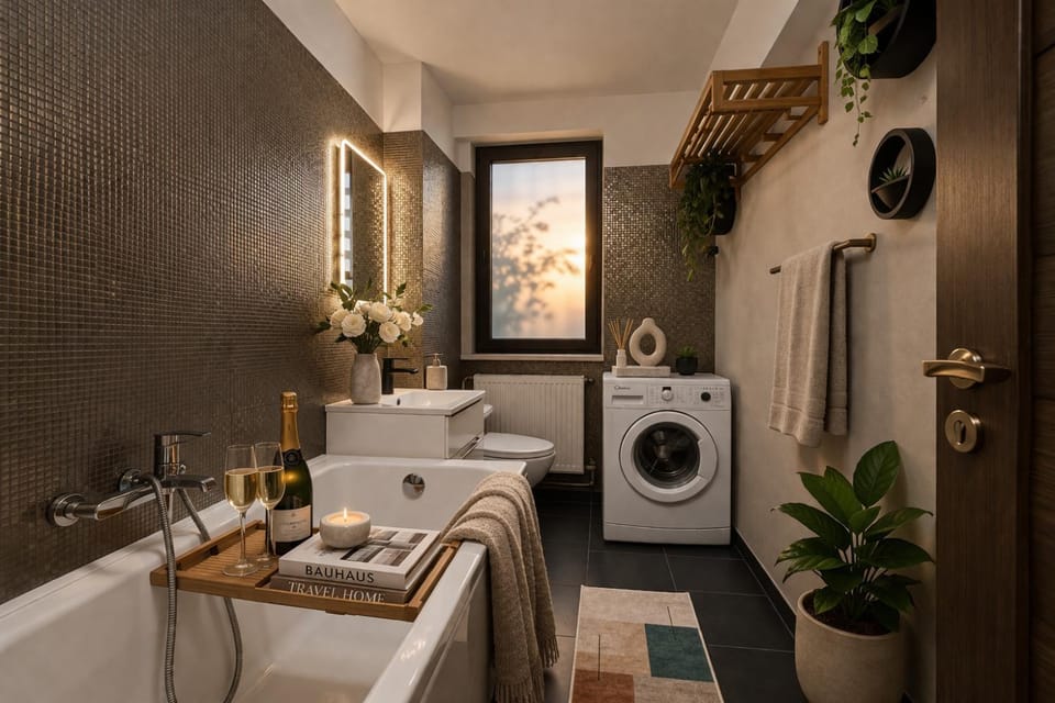 Bathroom, Bath, washing machine