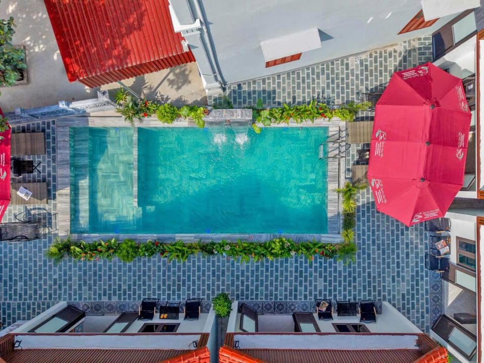 Patio, Pool view, Swimming pool, sunbed