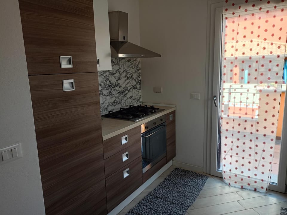 Kitchen or kitchenette, stove