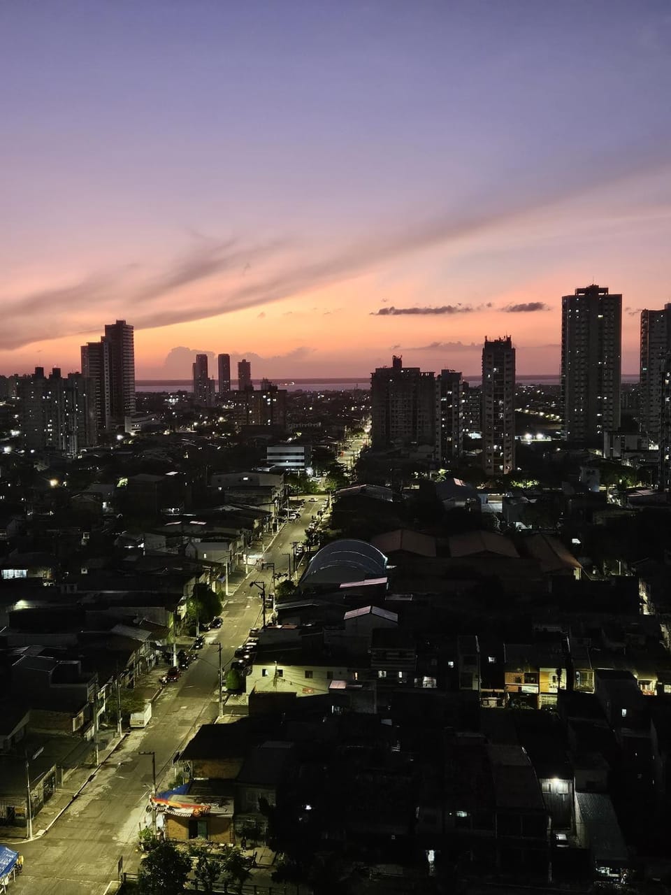 Night, City view, Sunset