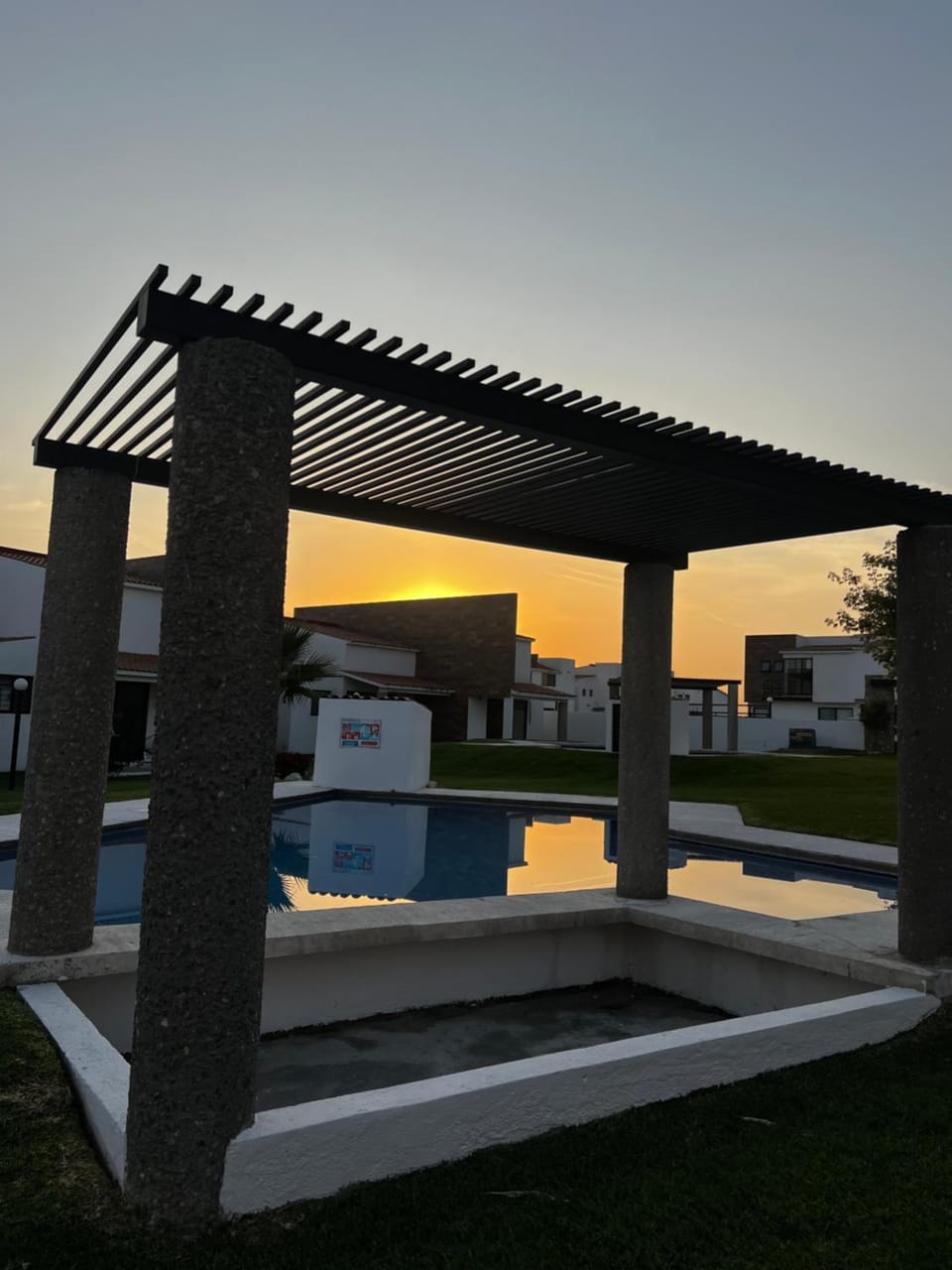 Pool view, Sunset
