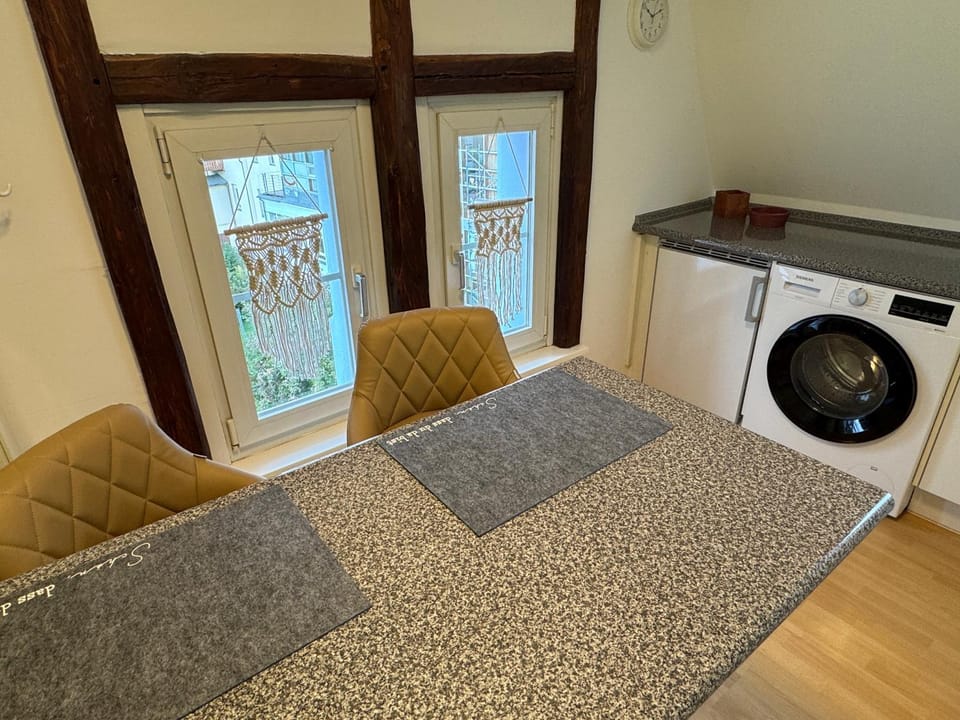 Kitchen or kitchenette, Dining area, washing machine, kitchen