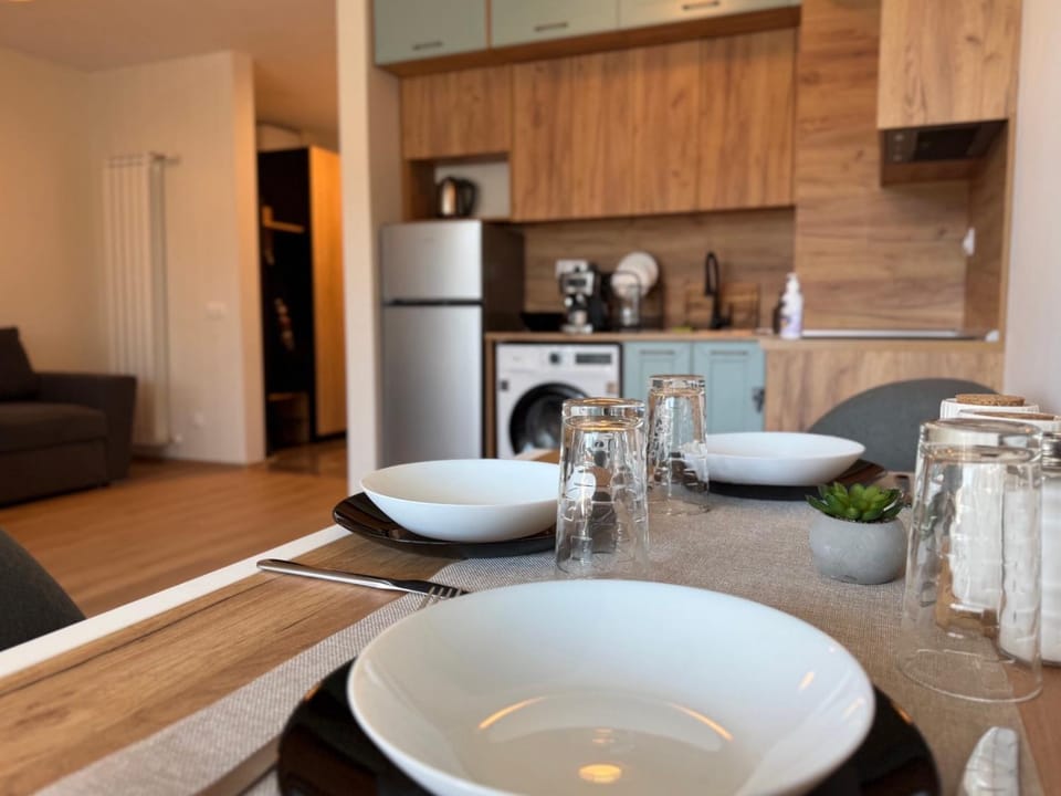 Kitchen or kitchenette, Living room, Dining area, stove