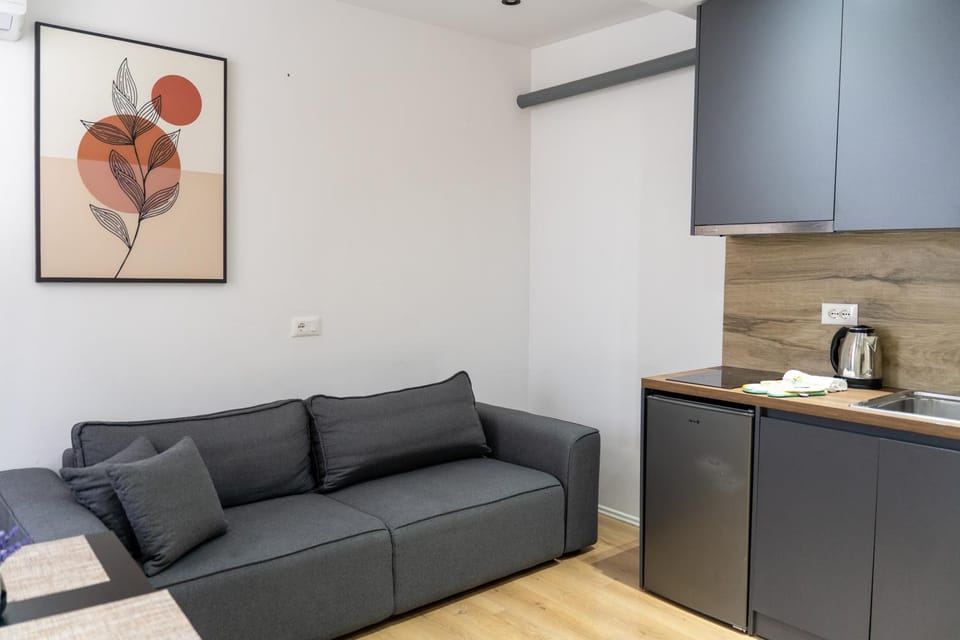 Coffee/tea facilities, Kitchen or kitchenette, Living room, Seating area