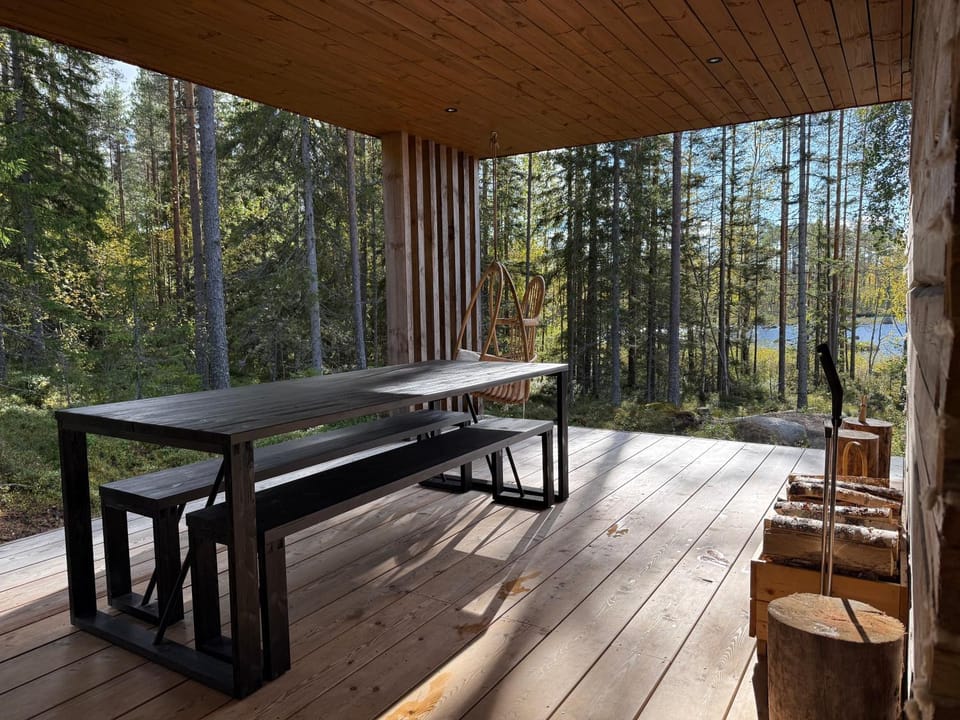 Patio, Day, Natural landscape, Dining area, Lake view