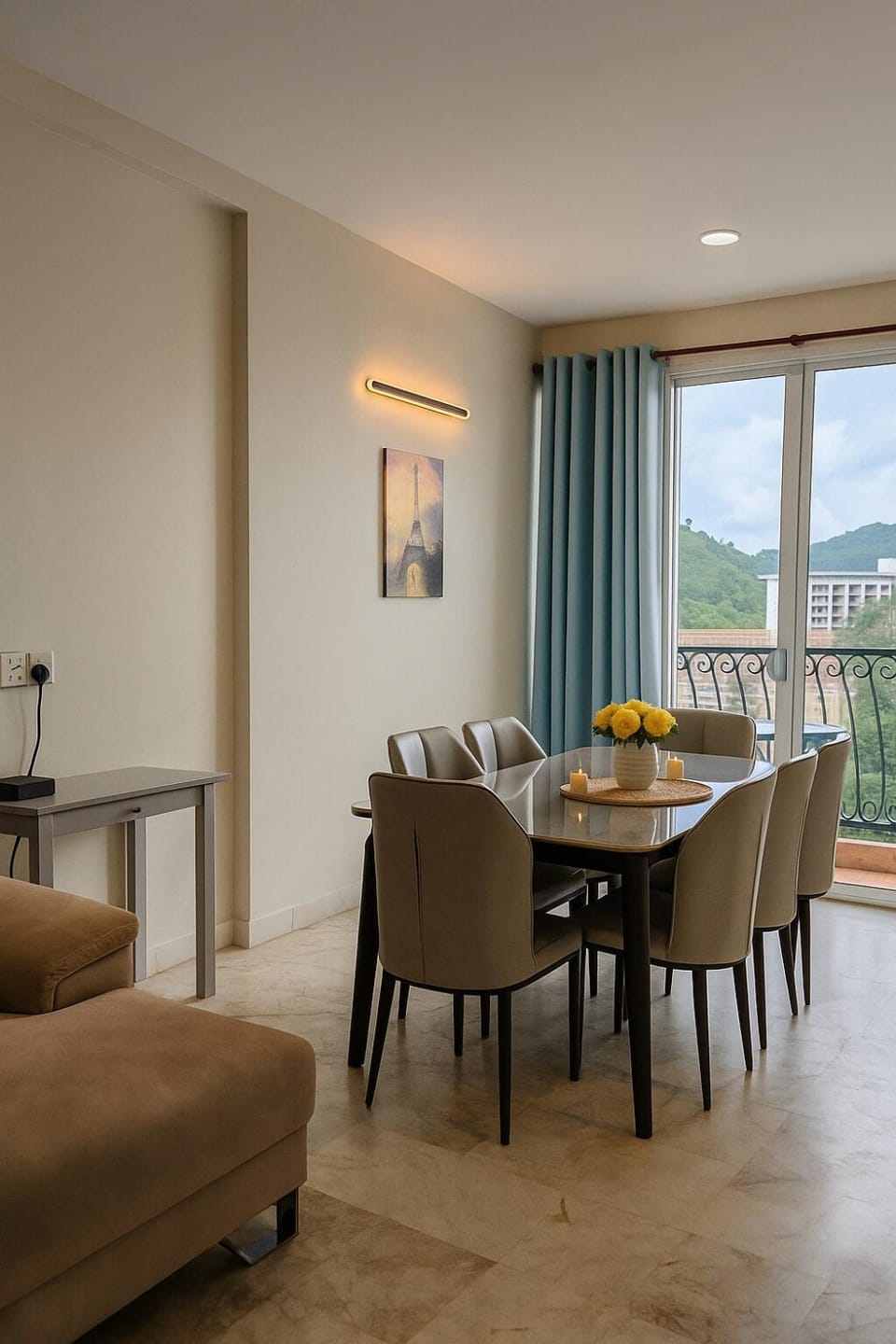 View (from property/room), Balcony/Terrace, Living room, Seating area, Dining area
