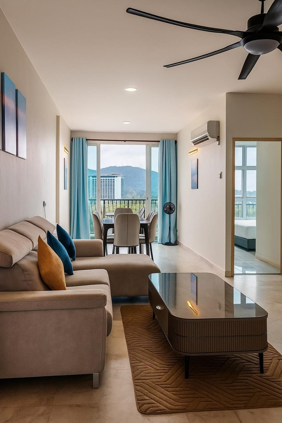 Natural landscape, Living room, Seating area, Dining area