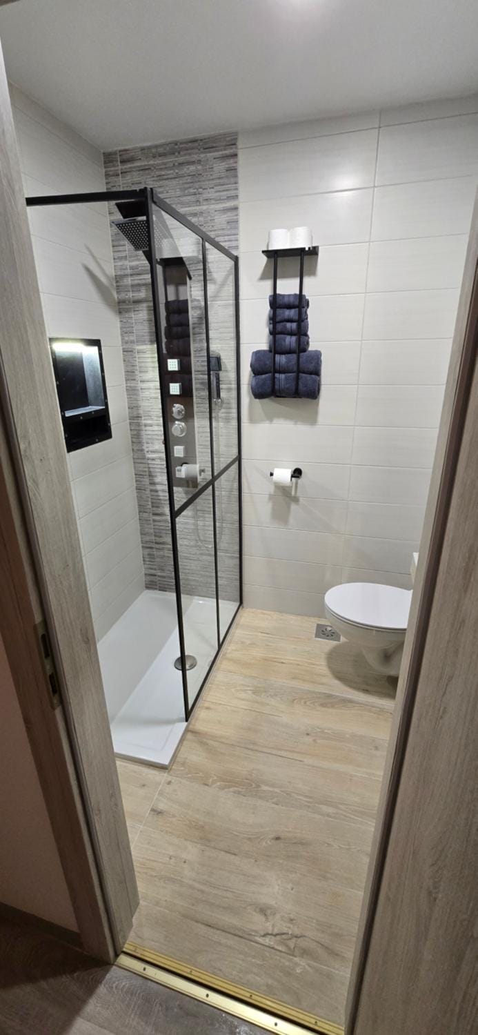 Shower, Toilet, Bathroom, towels
