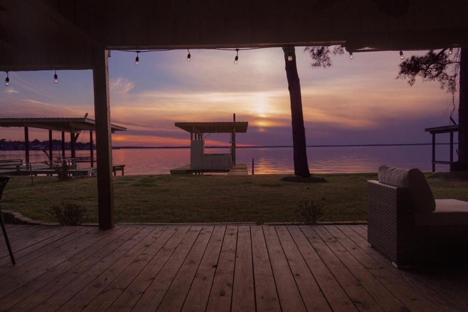 Patio, Lake view, Sunset