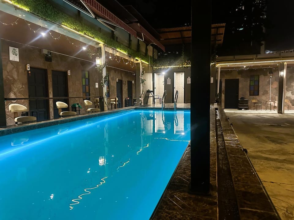 Night, Pool view, Swimming pool