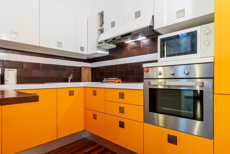 Kitchen or kitchenette, stove