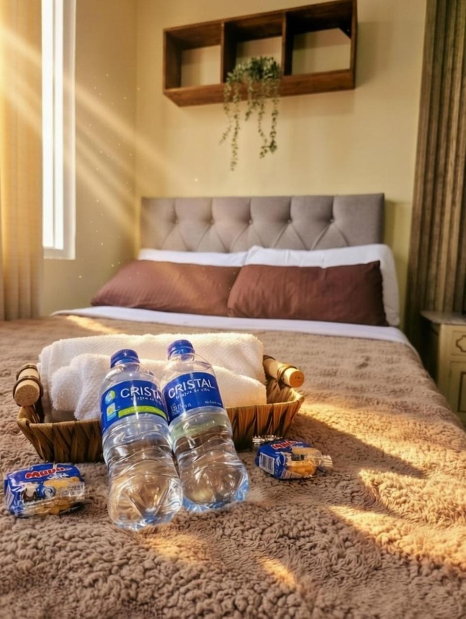 Bed, Bedroom, Drinks, towels