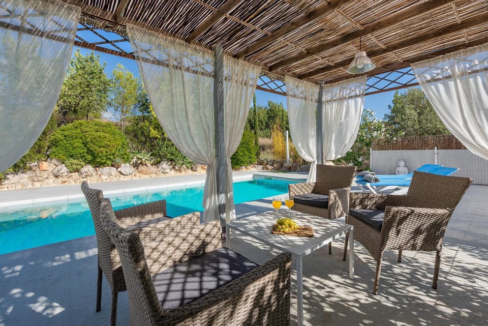Patio, Day, Living room, Seating area, Dining area, Pool view, Swimming pool, sunbed