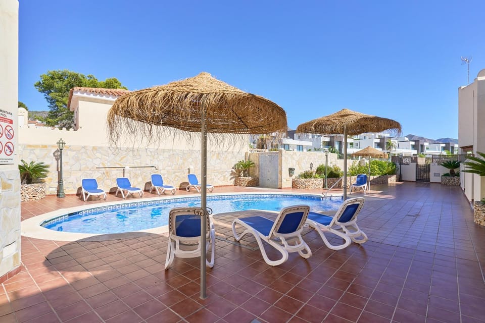 Property building, Living room, Swimming pool