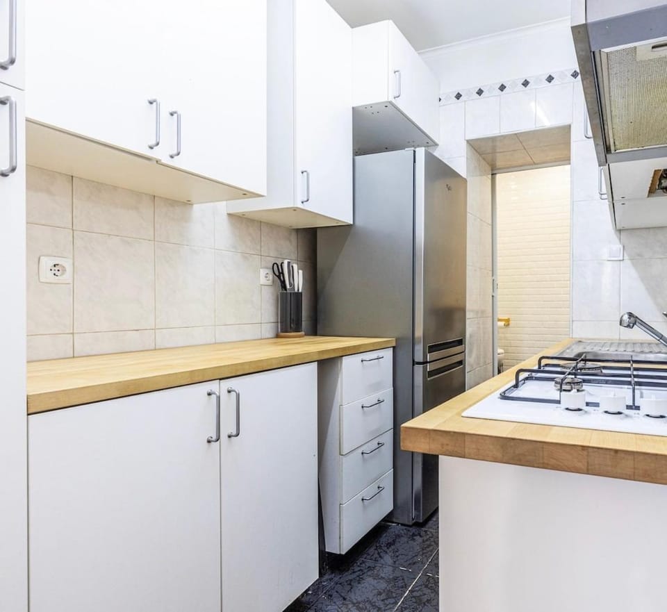 Kitchen or kitchenette, stove