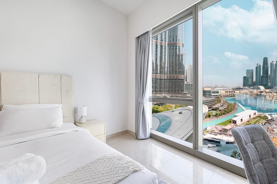 Bed, Bedroom, City view