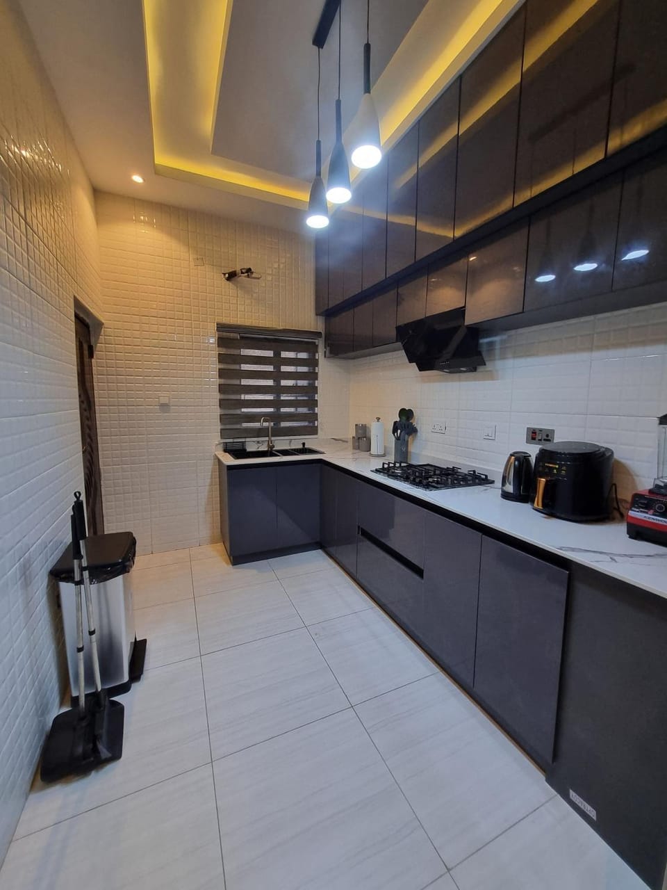 Kitchen or kitchenette, stove, toaster