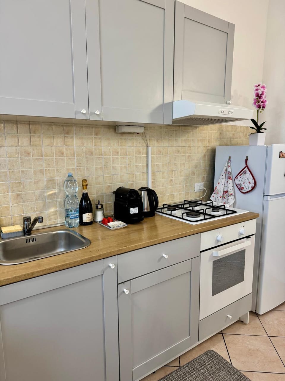 Kitchen or kitchenette, minibar, stove