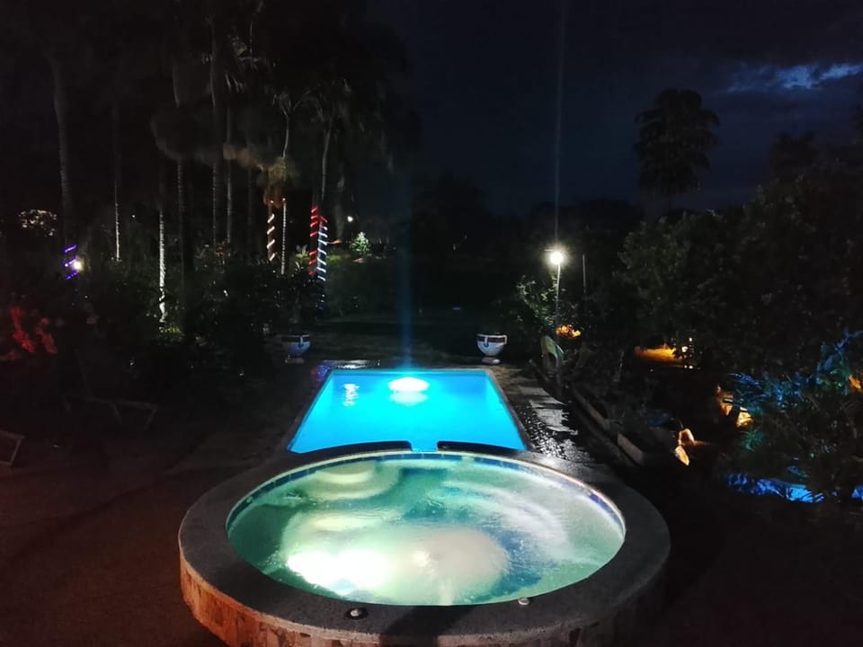 Night, Pool view, Swimming pool