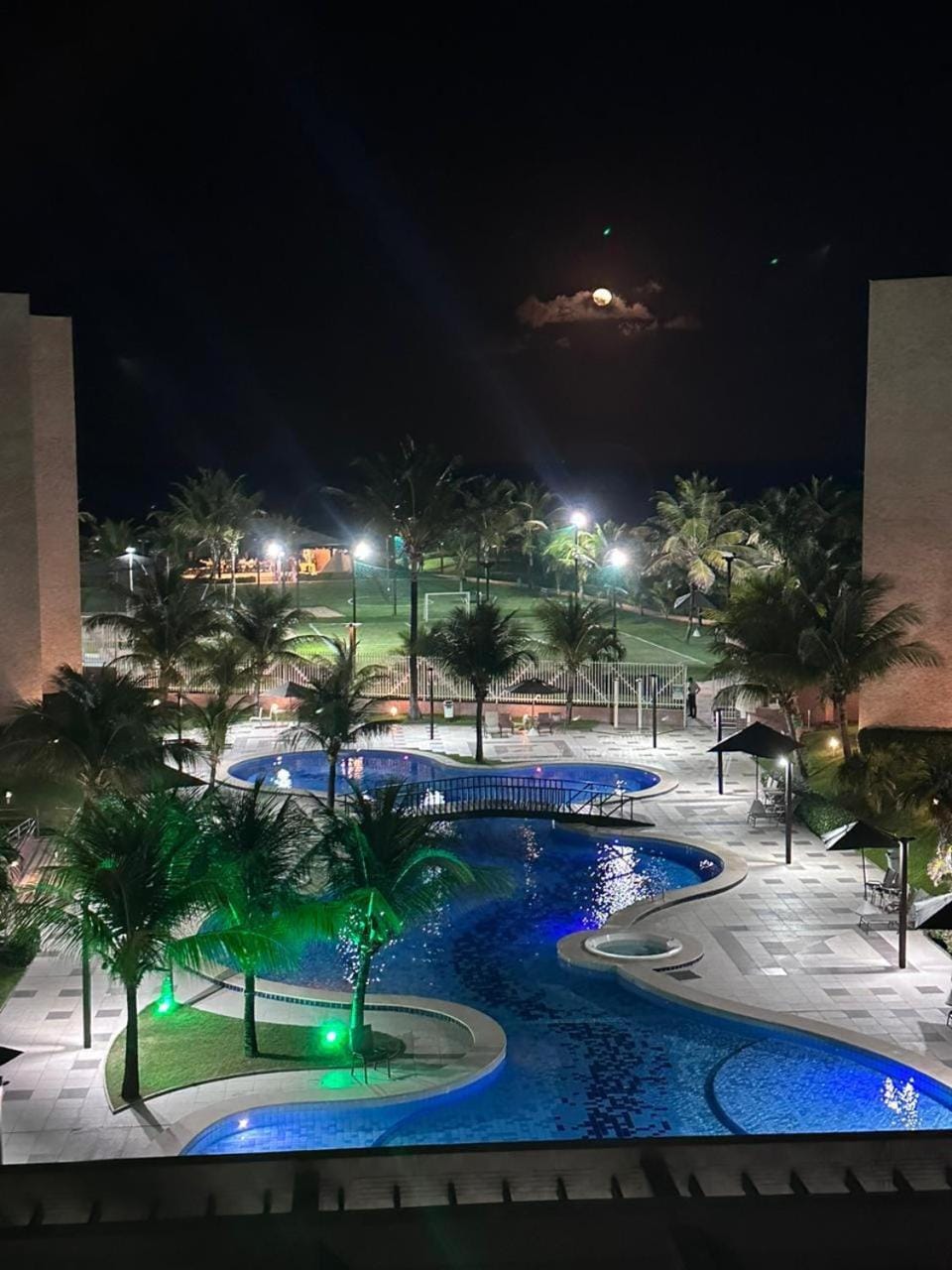 Night, Pool view, Swimming pool
