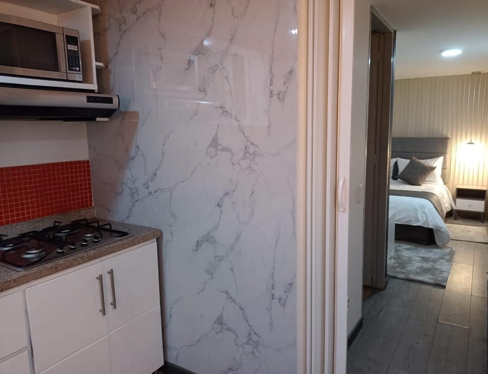 Photo of the whole room, kitchen