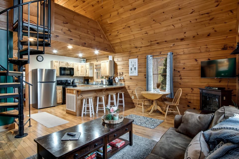 Kitchen or kitchenette, Living room, Seating area