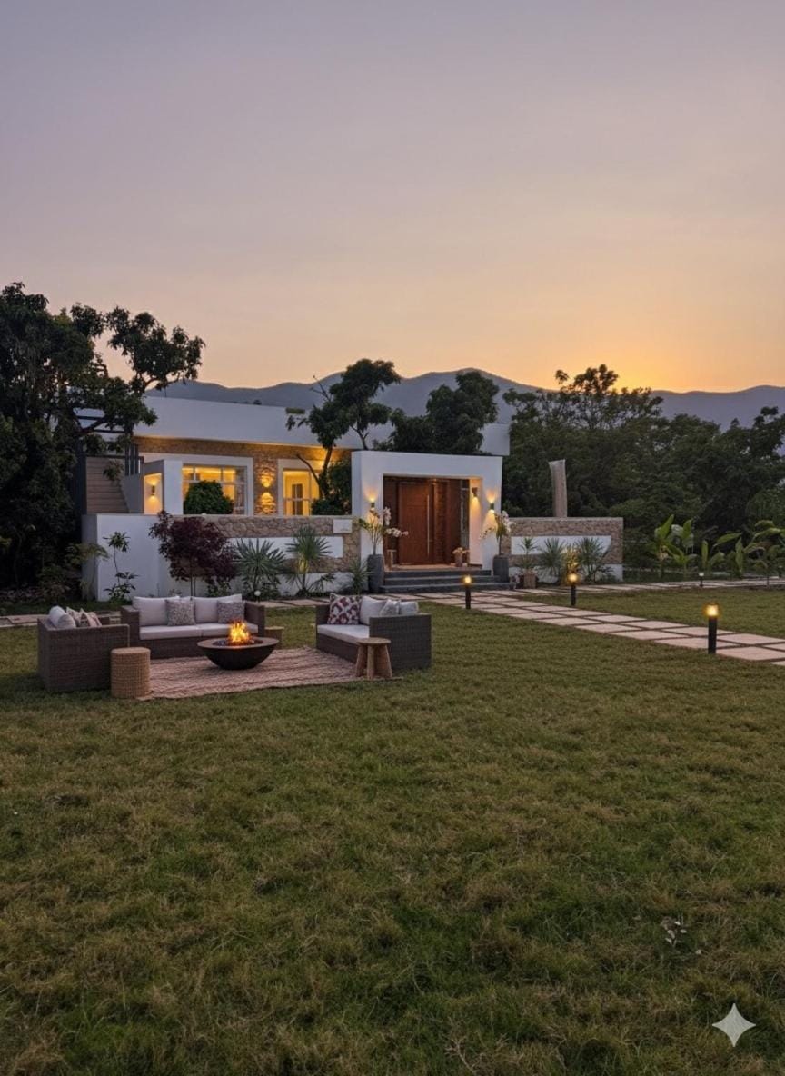 Property building, Garden view, Mountain view, Sunset