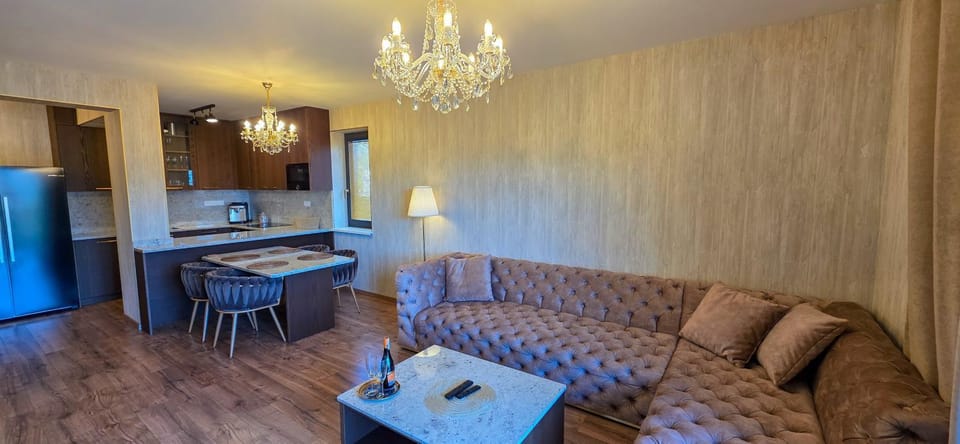 Kitchen or kitchenette, Living room, Dining area, oven, stove