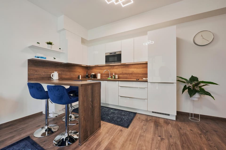 Kitchen or kitchenette, oven