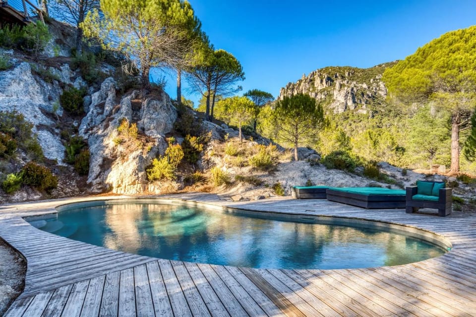 Property building, Living room, Swimming pool