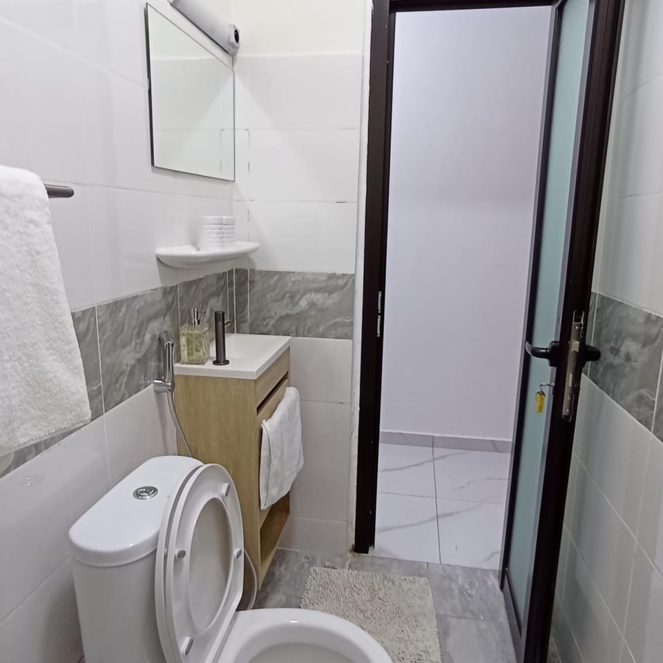 Toilet, towels