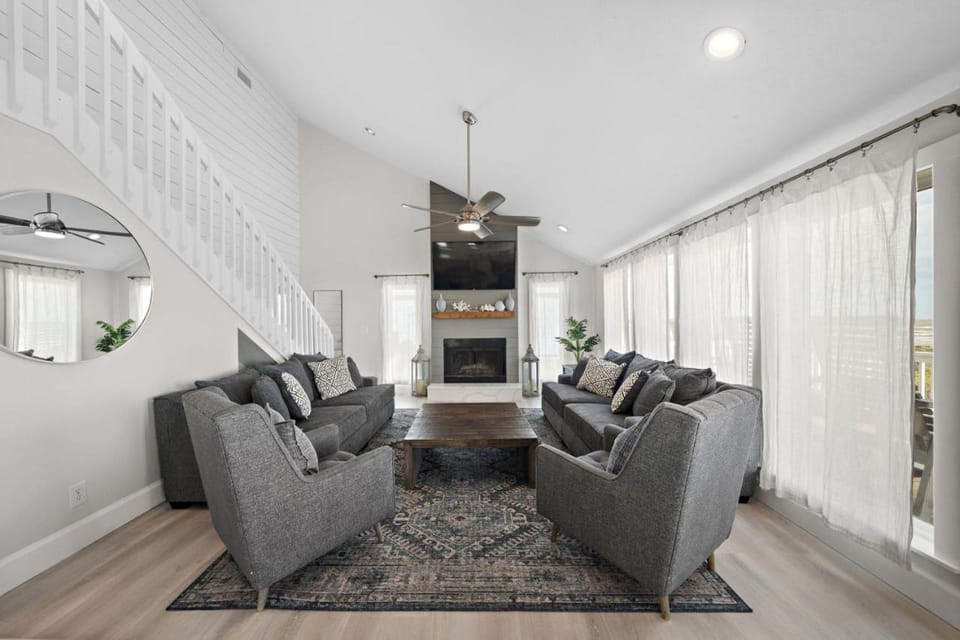 Oceanfront home with pool, large decks, fire pit and private walkover to the beach House in Galveston Island