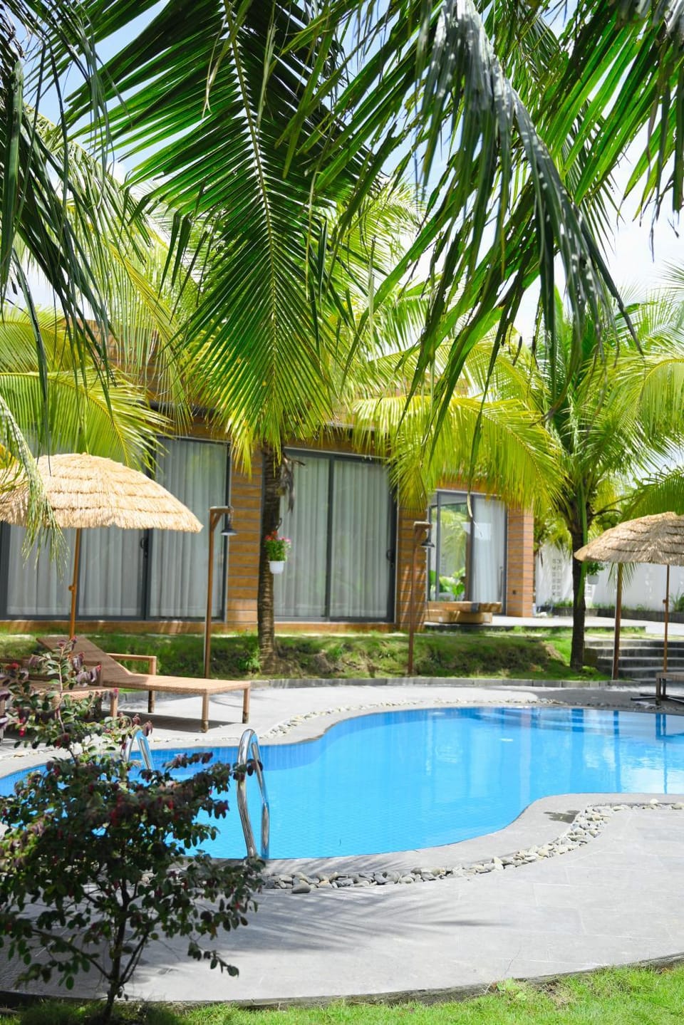 Patio, Spring, Day, Natural landscape, Garden, Garden view, Swimming pool, sunbed