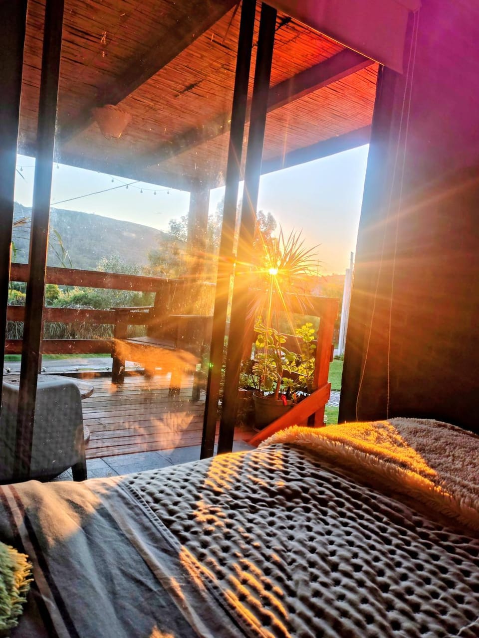 Bed, Balcony/Terrace, Bedroom, Mountain view, Sunrise