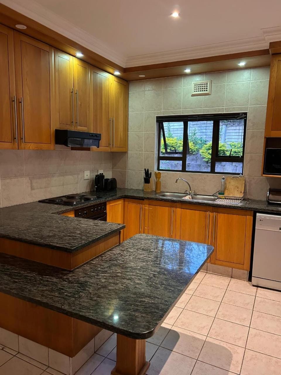 Kitchen or kitchenette, dishwasher, oven, stove, toaster