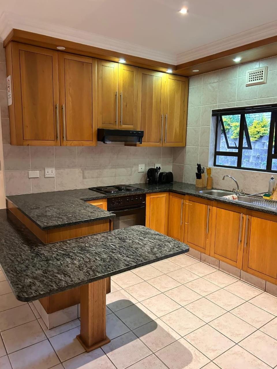 Kitchen or kitchenette, stove