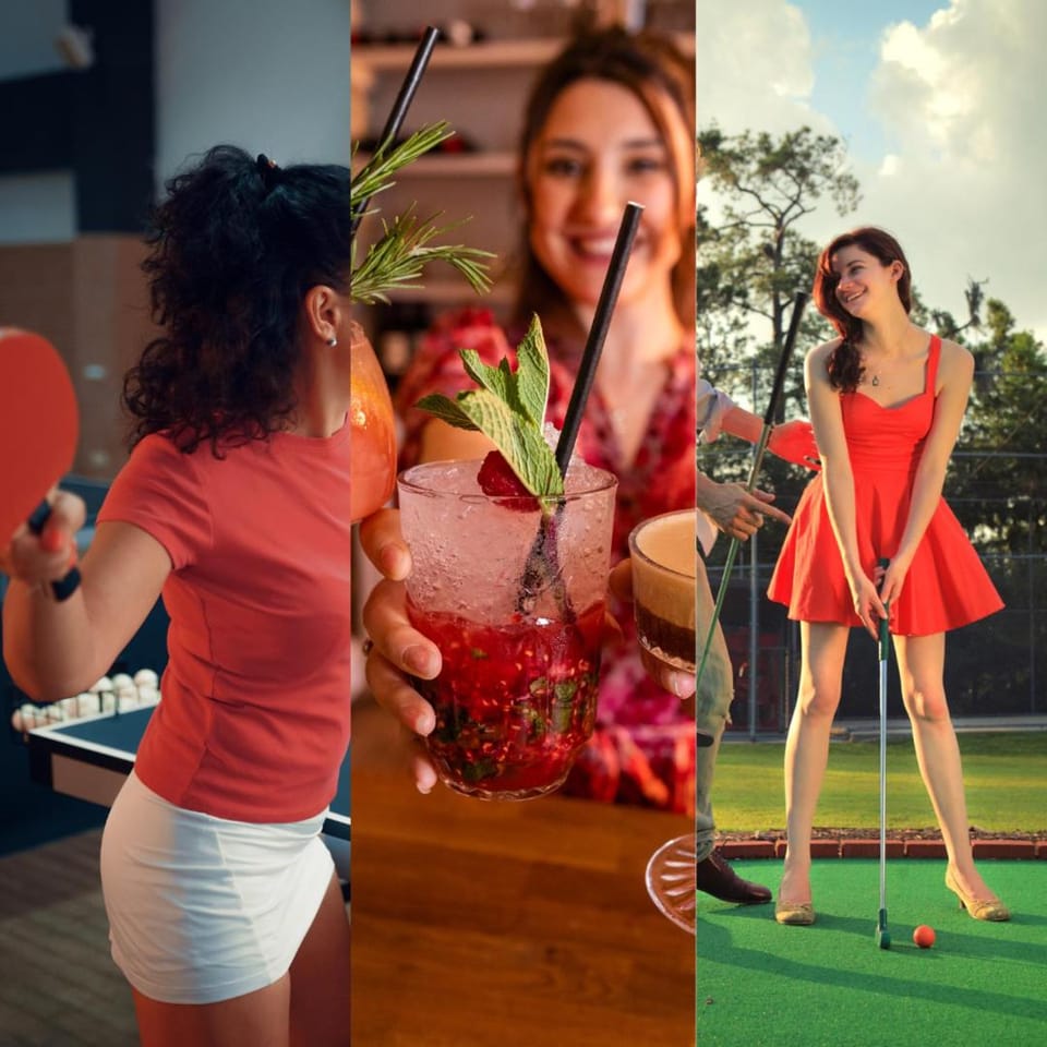 People, Minigolf, Food and drinks, group of guests