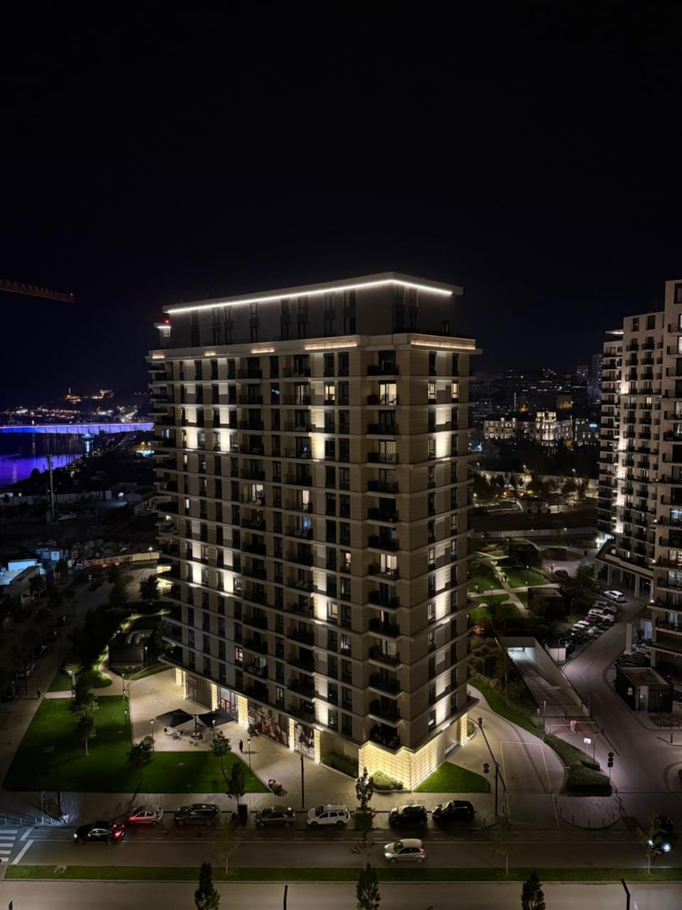 Property building, Night, City view, River view, Location